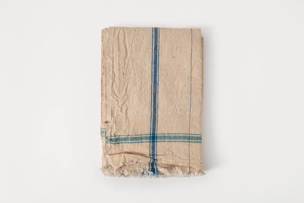 Bone and Blue Stripe Towel