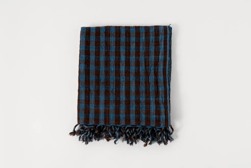 Indigo / Brown Check Kitchen Towel