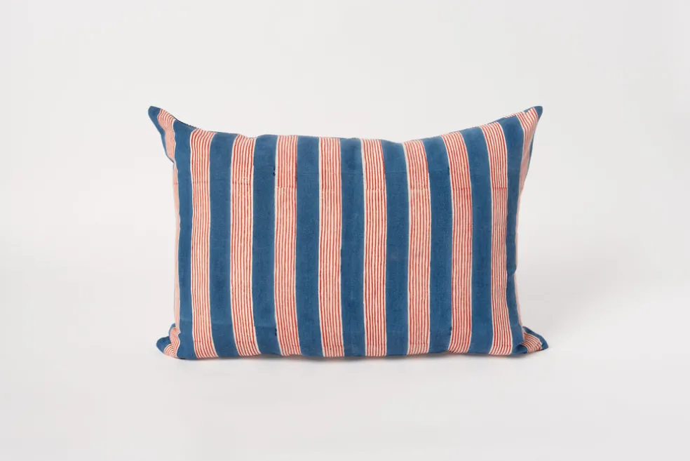 Indu Indigo Hand Block-printed Linen Pillow