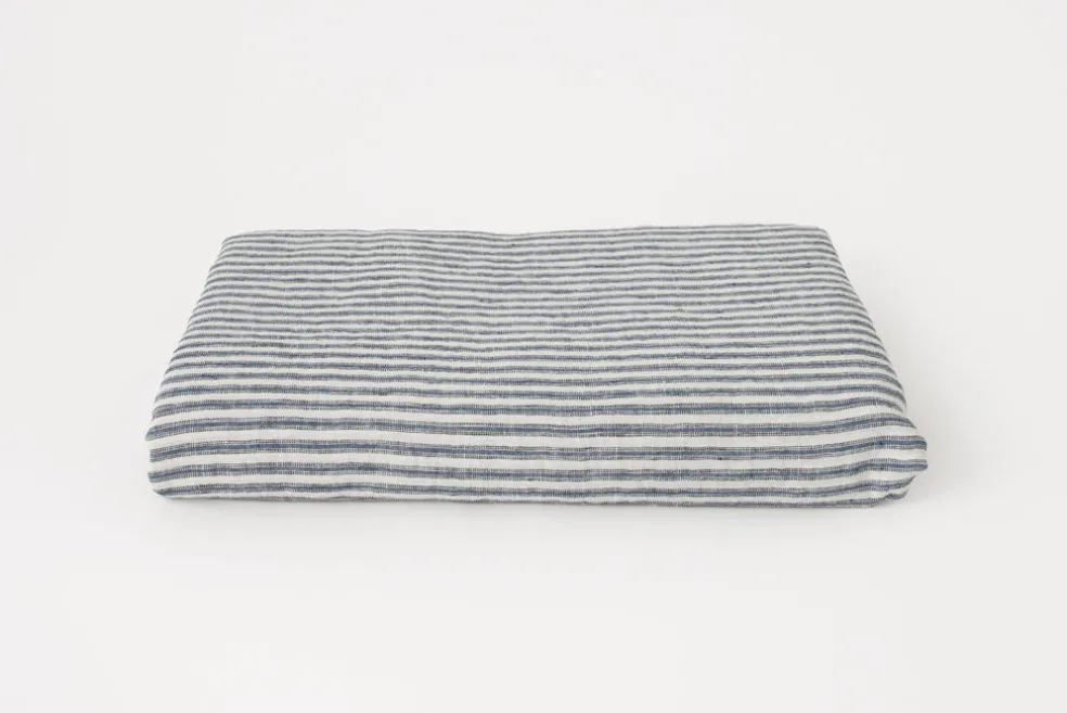 Navy Black Stripes 63 x 118 Tablecloth