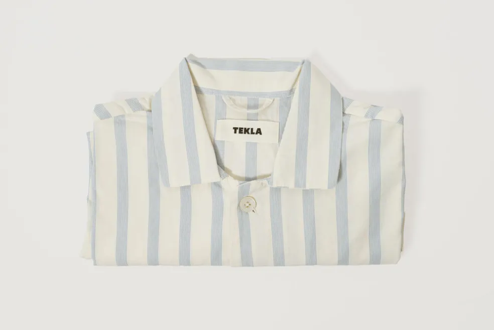Needle Stripes Cotton Poplin Pyjamas Shirt Small