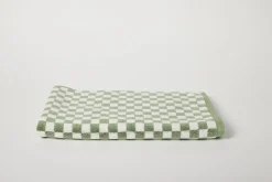 Organic Cotton Bath Mat in Sage/Chalk