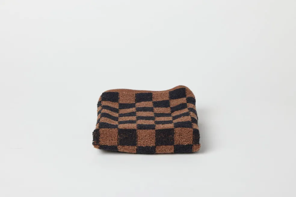 Organic Cotton Face Cloth in Tabac/Noir