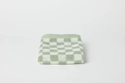 Organic Cotton Face Cloth in Sage/Chalk