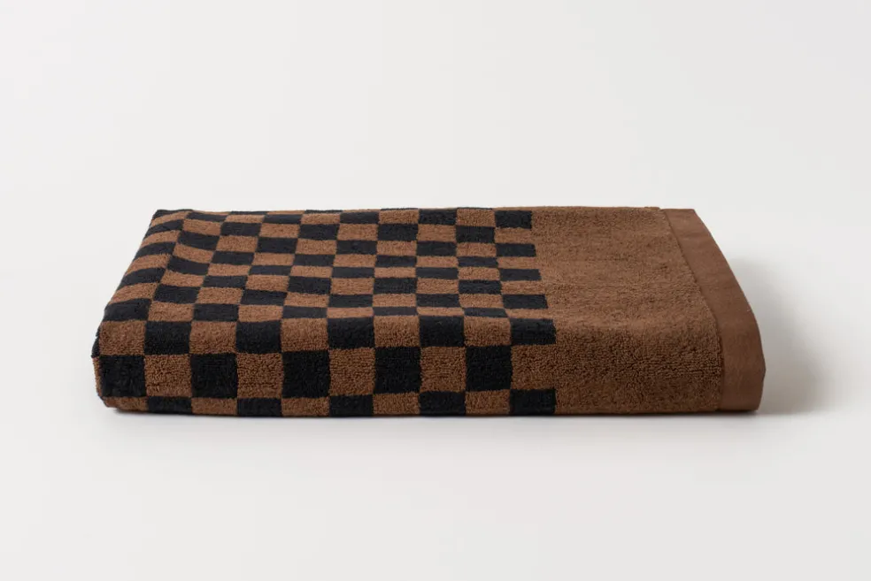 Organic Cotton Pool Towel in Tabac/Noir