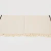 Plain Off White with Black Overlocking Table Runner