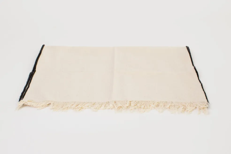 Plain Off White with Black Overlocking Table Runner