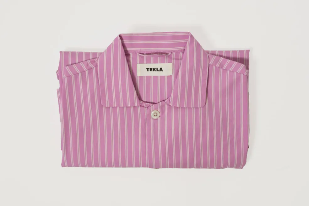 Purple Pink Stripes Cotton Poplin Pyjamas Shirt Medium