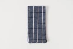 TPE 100% Cotton Navy w Natural Grid Napkin