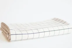 TPE Tablecloth Natural with Navy Grid