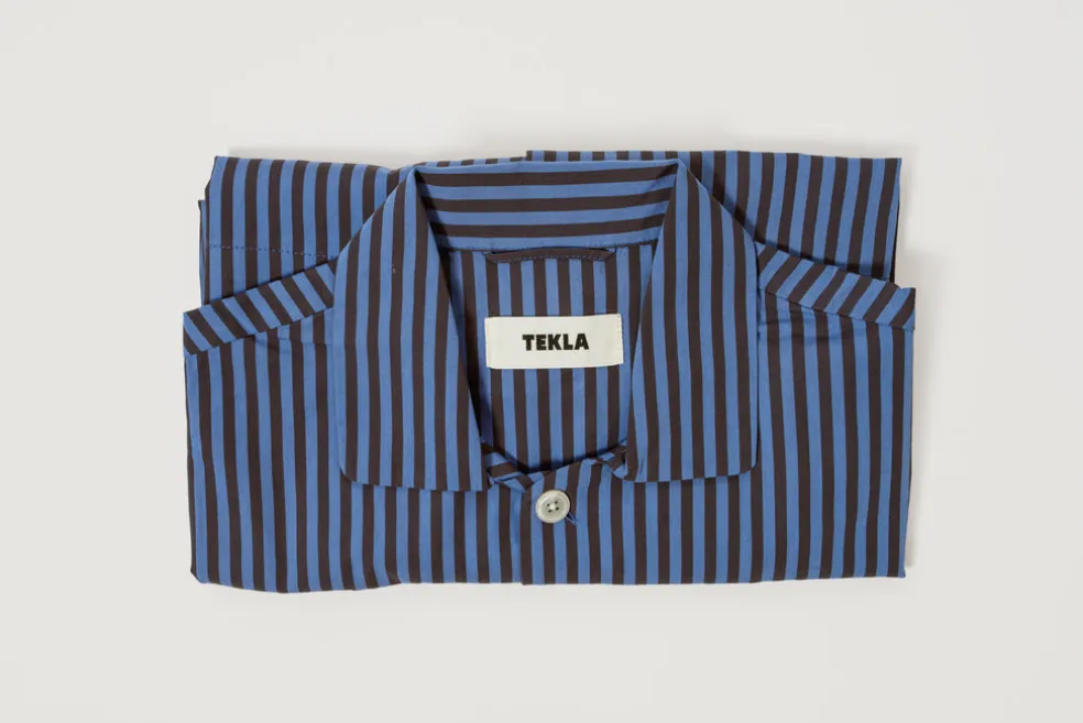 Verneuil Stripes Cotton Poplin Pyjamas Shirt Small